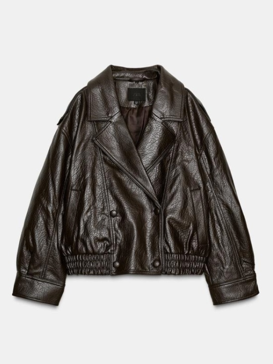 Zara Jackets & Blazers - Zara Faux Leather Jacket with Removable Collar (Dark Brown)